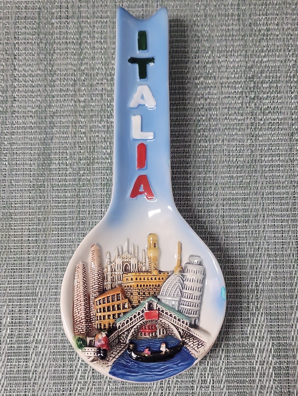 Italia Ceramic Spoon Rest with Scenic Relief